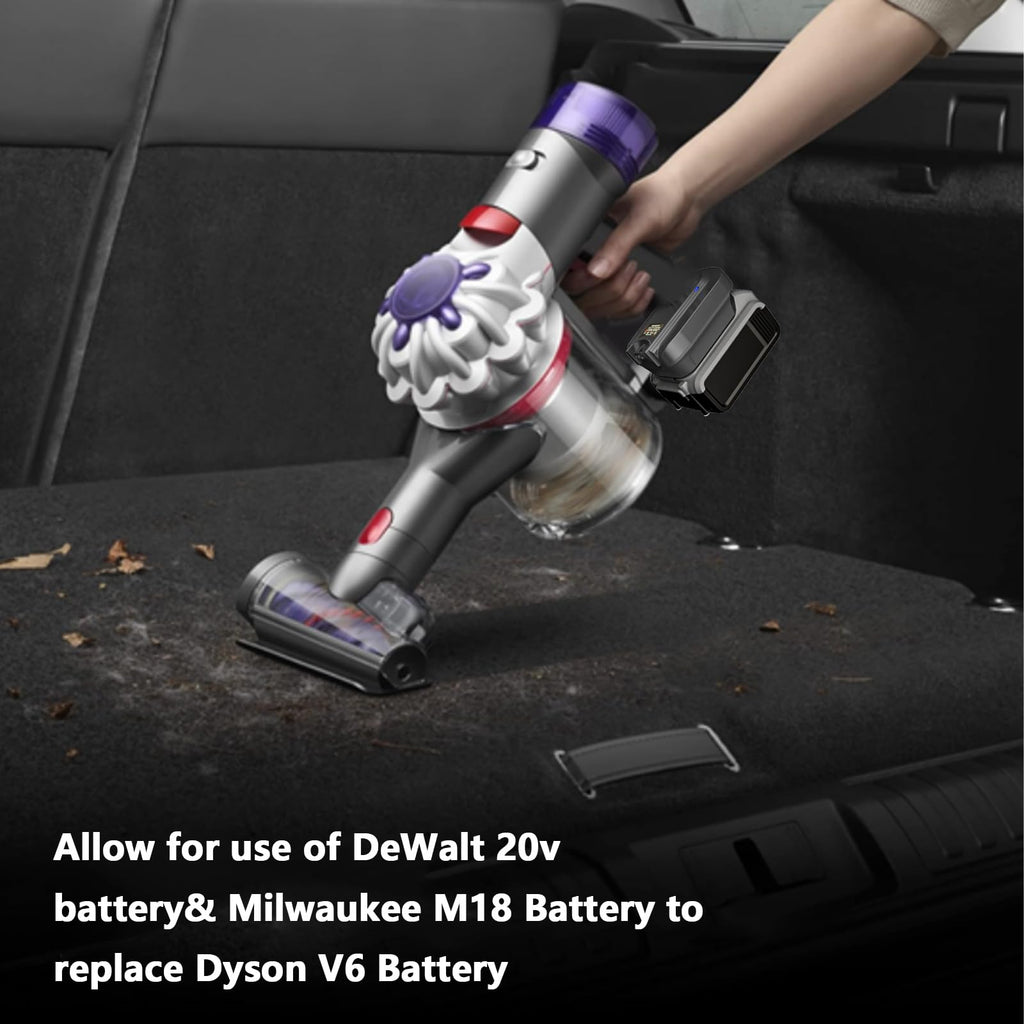 Hrertics V6 Adapter for Dewalt 20V Battery and Milwaukee 18V Battery, Converter to Replace for Dyson V6 Battery, Works with Dyson V6 Series Animal Absolute Vacuum Cleaner (Adapter only)