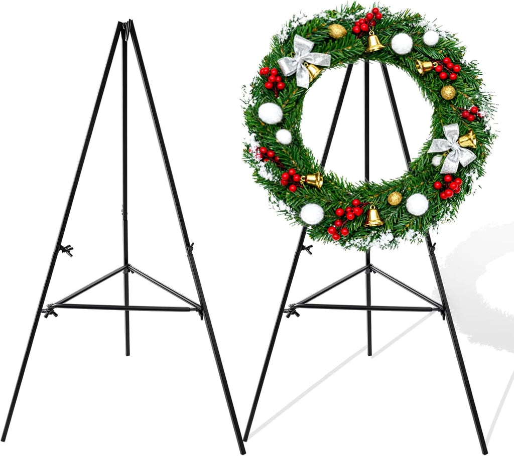 Skiennix Christmas Metal Wreath Stand Holder - Detachable Design for Indoor/Outdoor Use | 2 Pcs Set