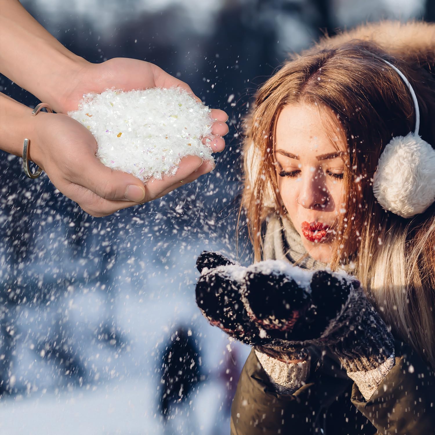 Skiennix Christmas Fake Snow - 8.8 oz Sparkling Powder for Holiday Decorations & DIY Crafts