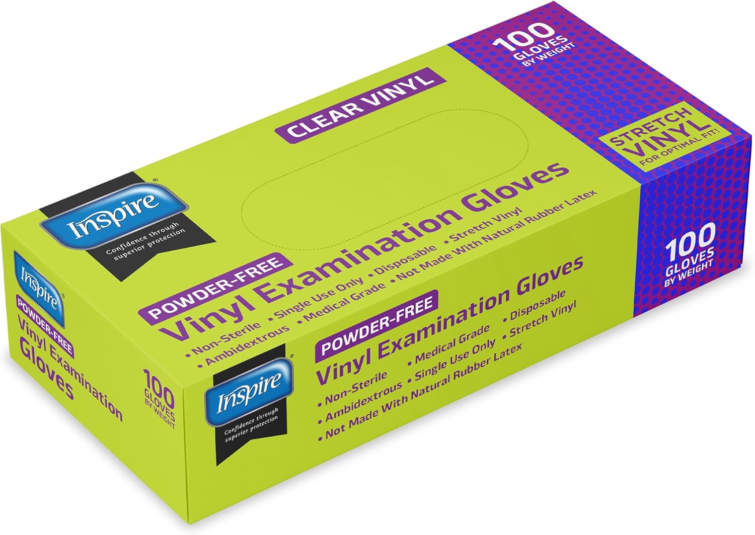 Skiennix Clear Vinyl Disposable Gloves - Latex Free for Cleaning & Food Prep | 100 Count, Large