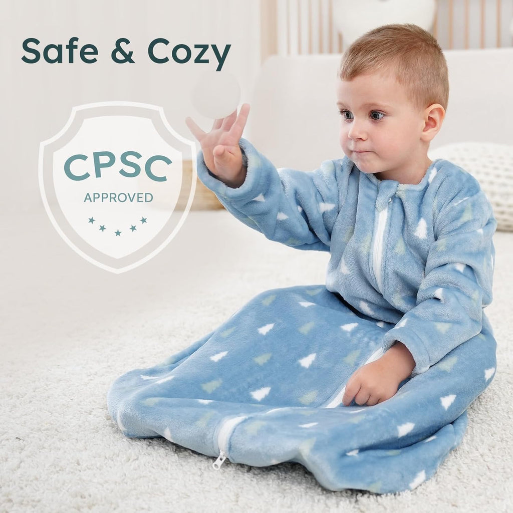 Yoofoss Baby Sleep Sack - Long Sleeve 1.5 Tog Fleece Wearable Blanket for 12-18 Months | Soft & Warm