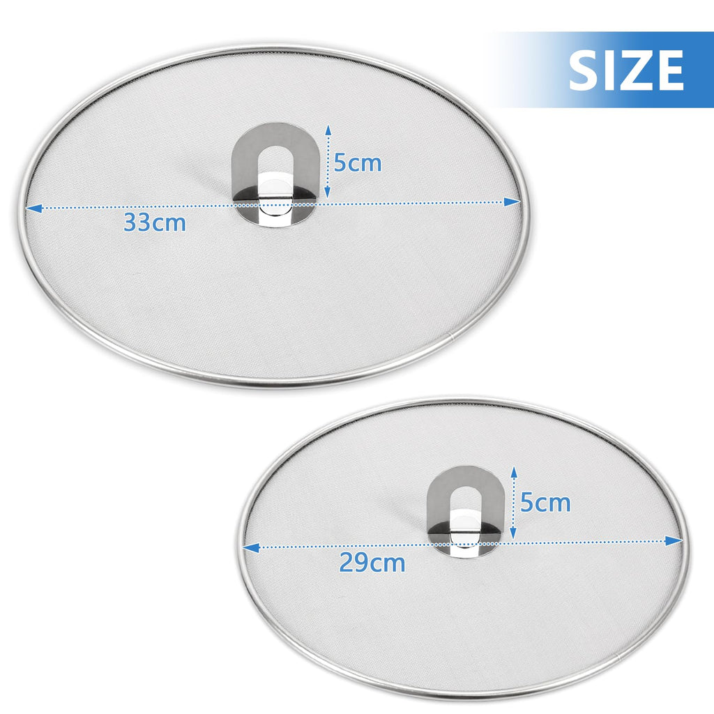Splatter Screen for Kitchen, Stainless Steel Fine Mesh Splatter Screen for Frying Pan, 10, 13 Inch Grease Splatter Guard with Fold Flat Knob