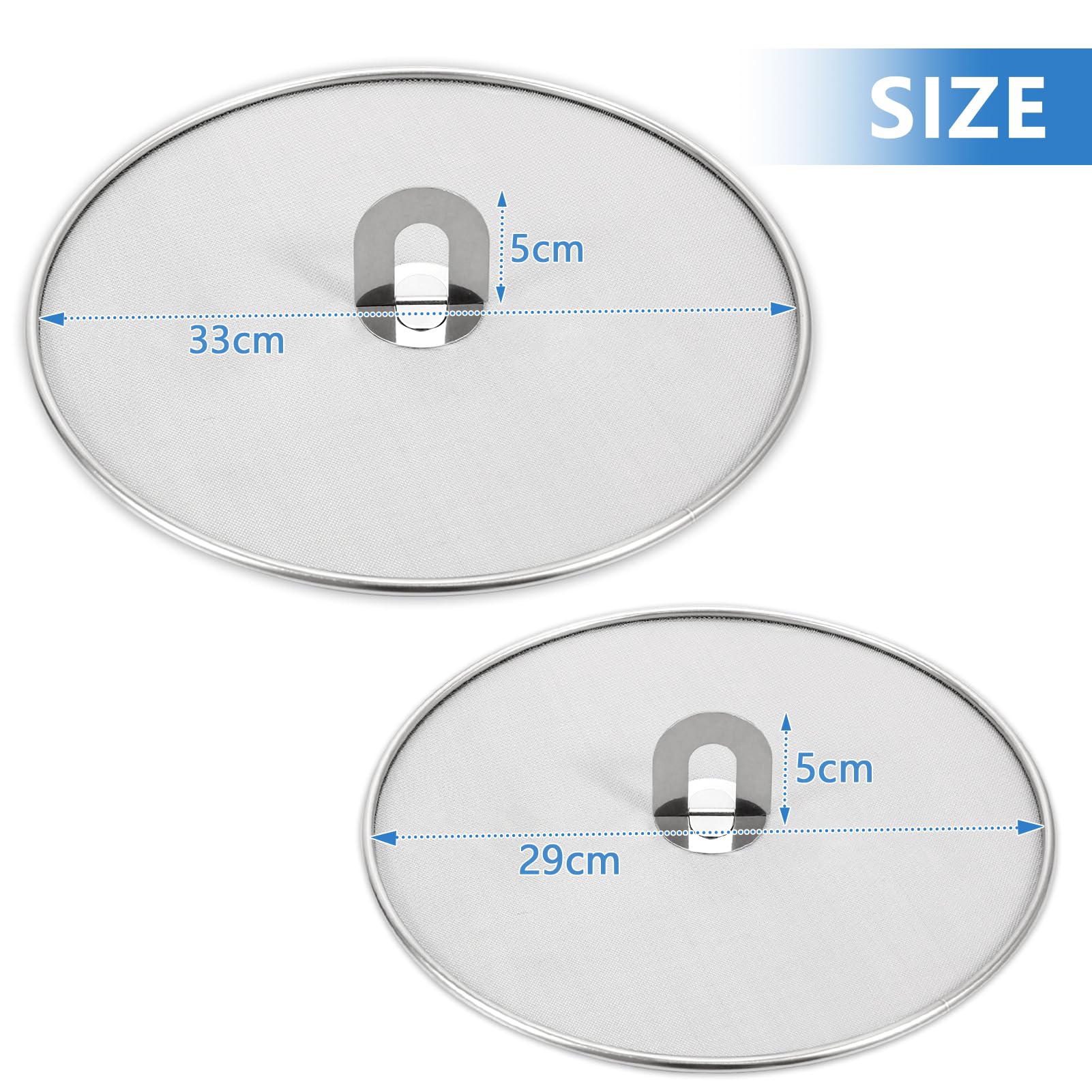 Splatter Screen for Kitchen, Stainless Steel Fine Mesh Splatter Screen for Frying Pan, 10, 13 Inch Grease Splatter Guard with Fold Flat Knob