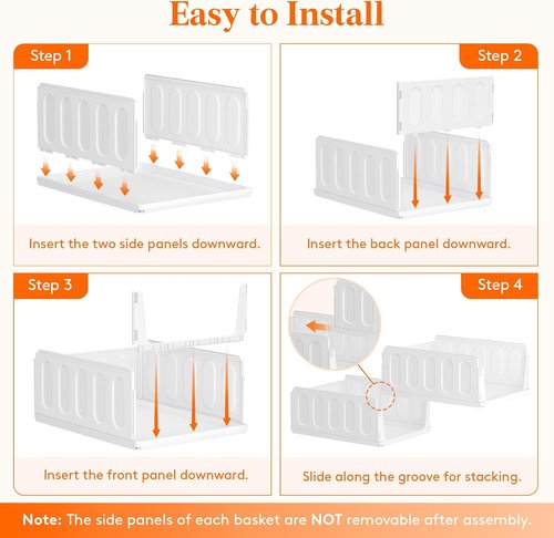 Lifewit 6-Pack Stackable Closet Organizers - Multifunctional Storage Bins for Clothes | 12.6 Inch Size