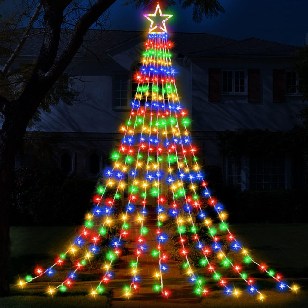 Skiennix Christmas Star String Lights - 320 LEDs Waterproof Fairy Lights with 13" Topper Star for Outdoor Decor
