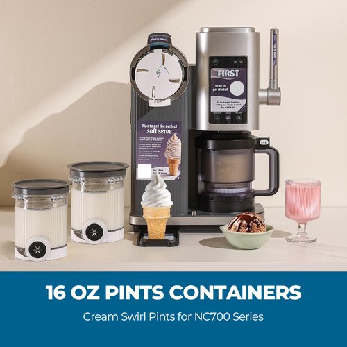 4 Pack Swirl Ice Creami Makers Pints and Lids,NC700 Makers Containers Cups creami accessories Compatible with Ninja Swirl Ice Cream NC700 NC701 Series & Soft Serve Makers,Dishwasher Safe
