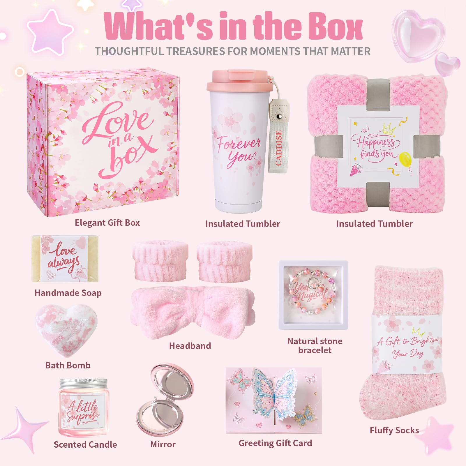Birthday Gifts for Women, Gift Basket for Mom Wife Sister Her Friends, Luxury Self Care Spa Set with Blanket, Thank You Get Well Soon Box for Mother Valentine Day