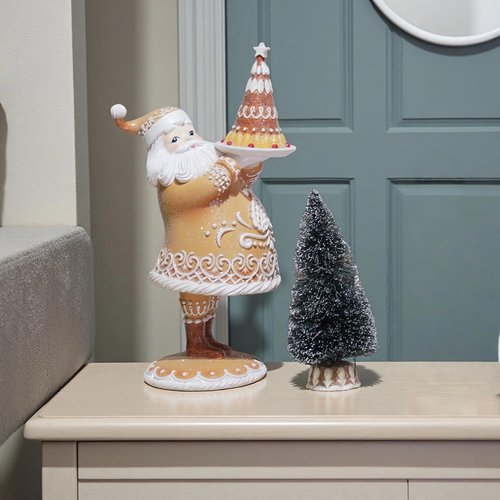 Braxio Gingerbread Christmas Decor Resin Gingerbread Santa Christmas Decorations Indoor Home Living Room Decor 6.5 * 4.5 * 11.25 Inch