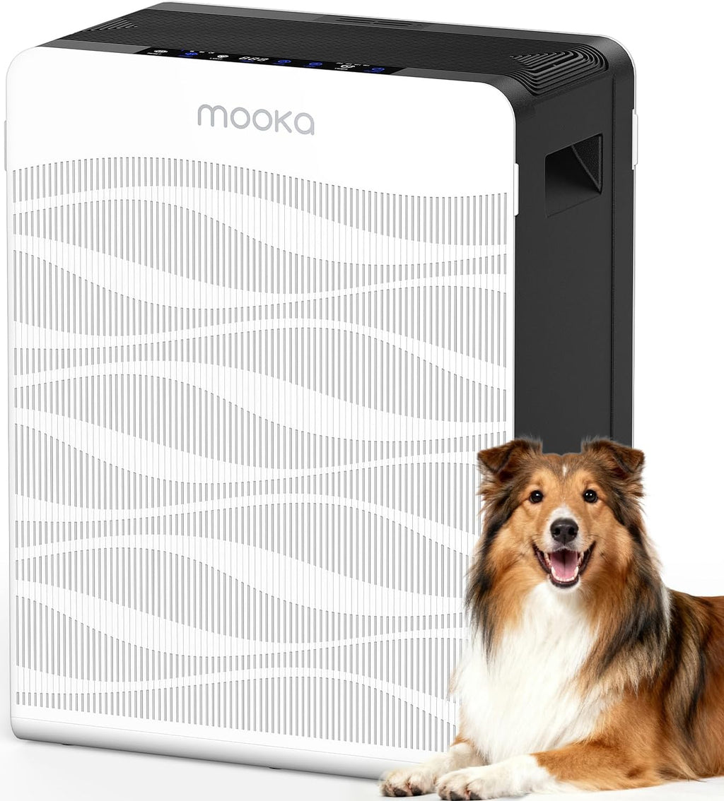 MOOKA Air Purifier - Double-Sided Design for Large Rooms Up to 2800 Ft² | Washable Filters & PM2.5 Monitor