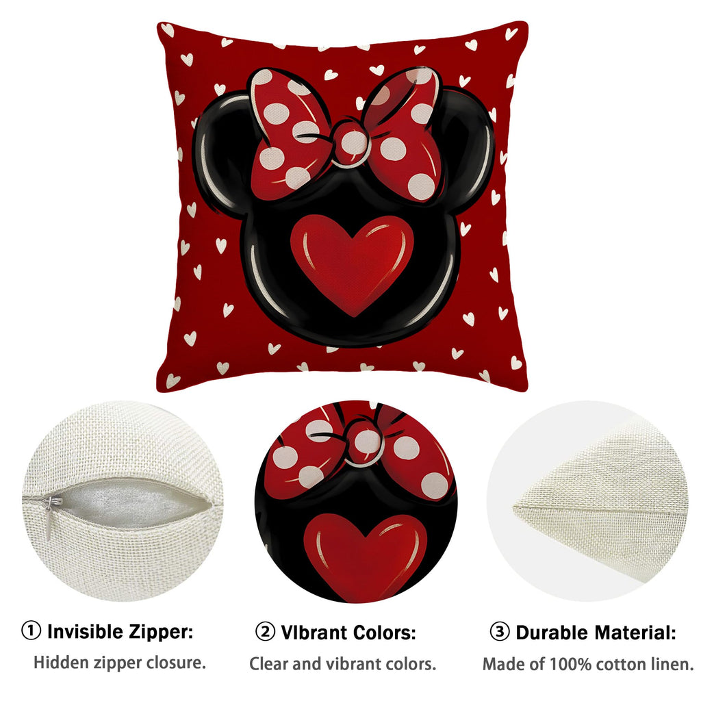 Yarcooly Valentines Day Pillow Covers Set of 4 Galentines Day Throw Pillow Cases Pink Cartoon Mouse Decor Valentines Day Decorations for Home Party