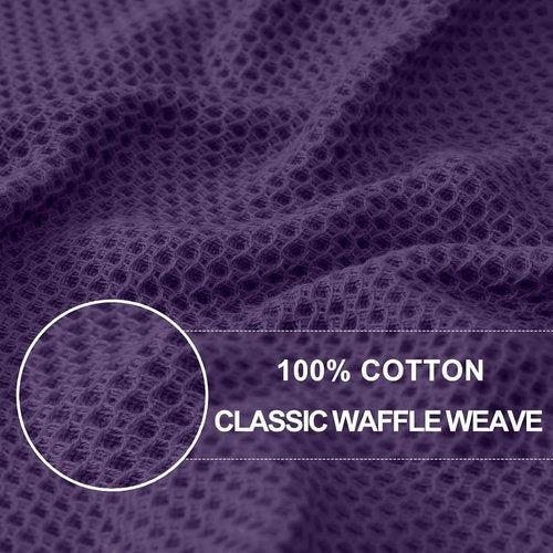 Homaxy 100% Cotton Waffle Weave Dish Cloths - Ultra Soft & Absorbent, Quick Drying | 12x12 Inches, 6-Pack, Eggplant