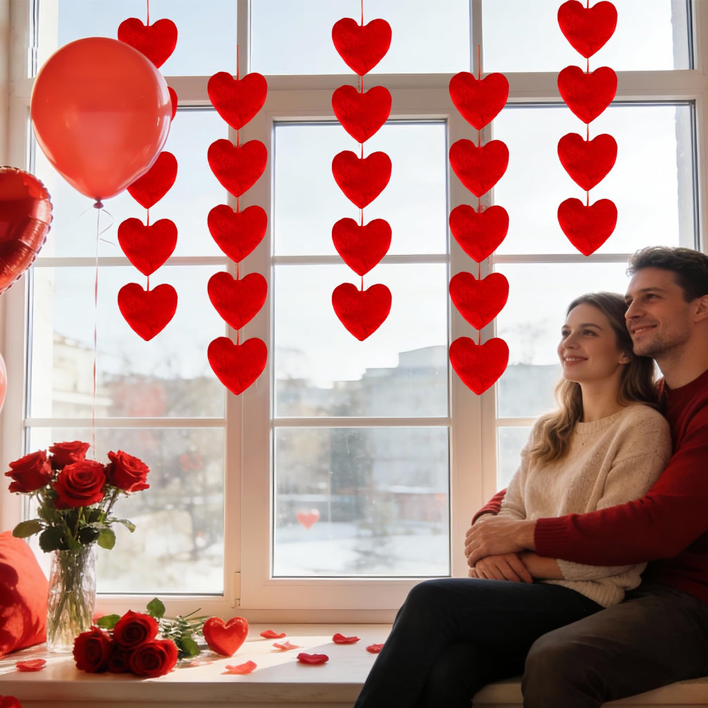 Valentines Day Decorations Valentines Red Heart Velvet Bows 4 pc 6 * 6 in Red Heart Hanging for Home Wall Door Hanger Decor Valentines Wedding Anniversary Birthday Party Supplies