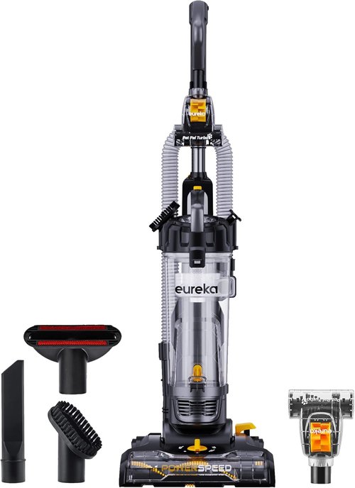 EUREKA PowerSpeed Lightweight Upright Vacuum Cleaner - Powerful for Carpet & Hard Floors | Pet Turbo, Black/Yellow