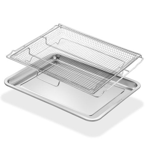 Atgestore Air Fryer Tray Replacement for Frigidaire Ready Cook 27’’ Oven Parts AFT27FRIG 20.3 x 15.3 Inches Air Fryer Rack FCWS2727AS 304 Stainless Steel Frigidaire Wall Oven Air Fryer Basket 1 Set