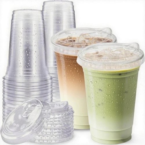 Clear Plastic Cups - 16 oz Disposable Iced Coffee Cups with Strawless Sip Lids | Perfect for Smoothies & Juices