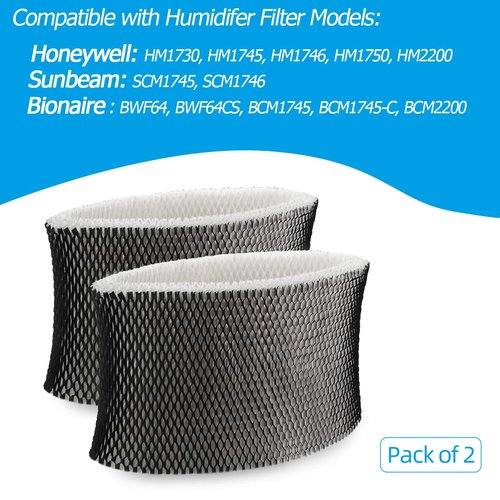 ANTOBLE 2 Pack Humidifier Filter for Holmes HWF64 HWF64CS, Model HM1730, HM1745, HM1746, HM1750, HM2200 - Filter B