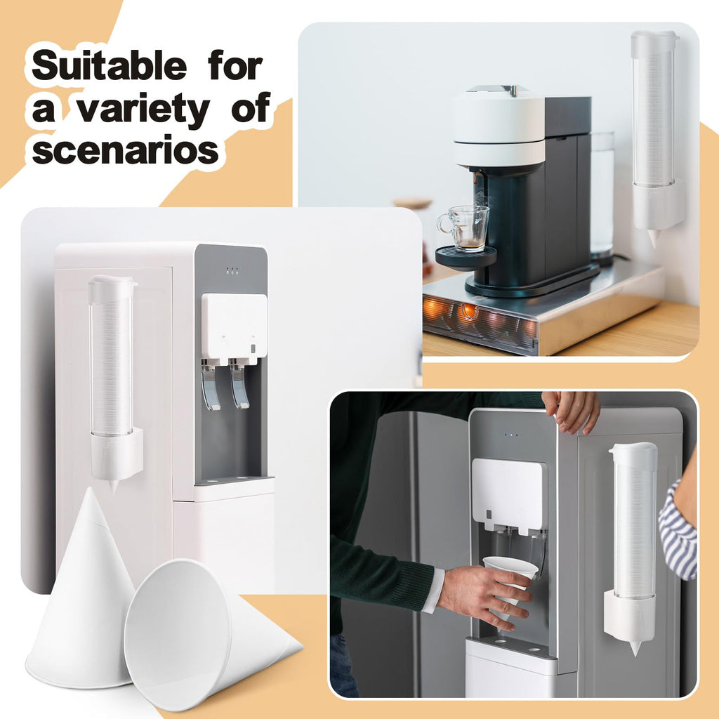Roshtia 600 Pcs 6 oz Snow Cone Cups Paper Thicken Disposable with 1 Cups Dispenser Pull Type Wall Mount Cup Holder Paper for Restaurants, Home, and Office, and Shaved Ice, Cold