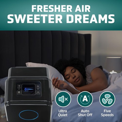 GermGuardian Air Purifier - HEPA Filter for Wildfire Smoke & Pet Dander | Large Rooms Up to 870 Sq. Ft., Black