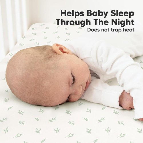 KeaBabies Organic Crib Sheets - 2-Pack Fitted Jersey Cotton for Baby Bed | Soft & Breathable 52x28 (Herb)