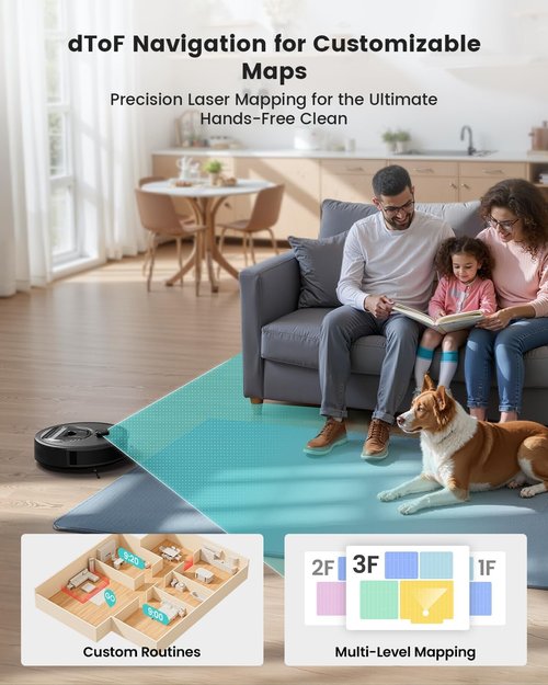 Lefant M330 Pro LiDAR Robot Vacuum & Mop - 190° Obstacle Avoidance, 150 Min Runtime, Multi-Floor Mapping