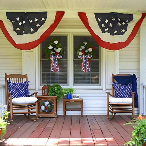 ABTOLS Patriotic Wreath Sash - Red & White Stripe Satin Ribbon for 4th of July Decor | 56'' x 4.5''