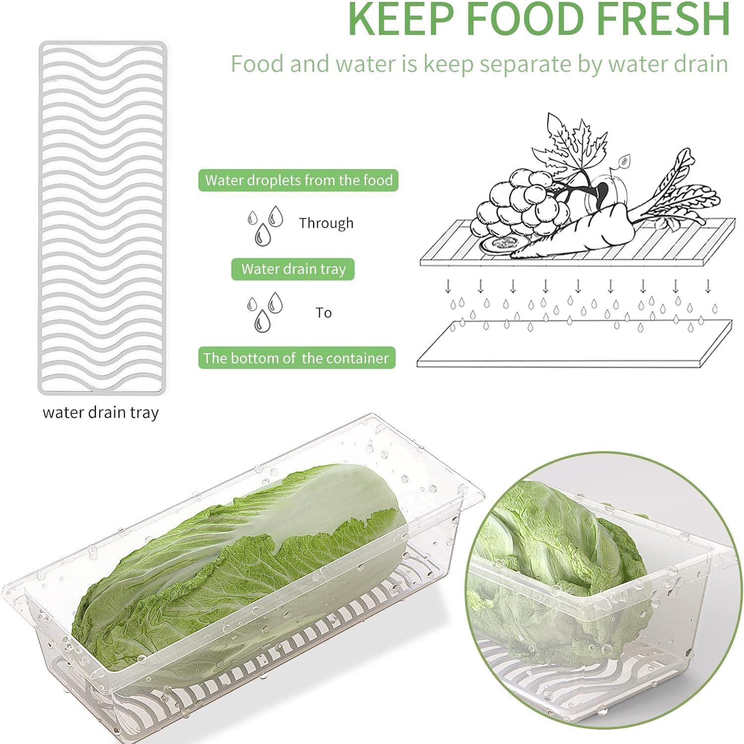 SILIVO Fruit Storage Containers - 1.5L Produce Saver with Removable Drain Tray | 3 Pack for Fresh Fruits & Vegetables