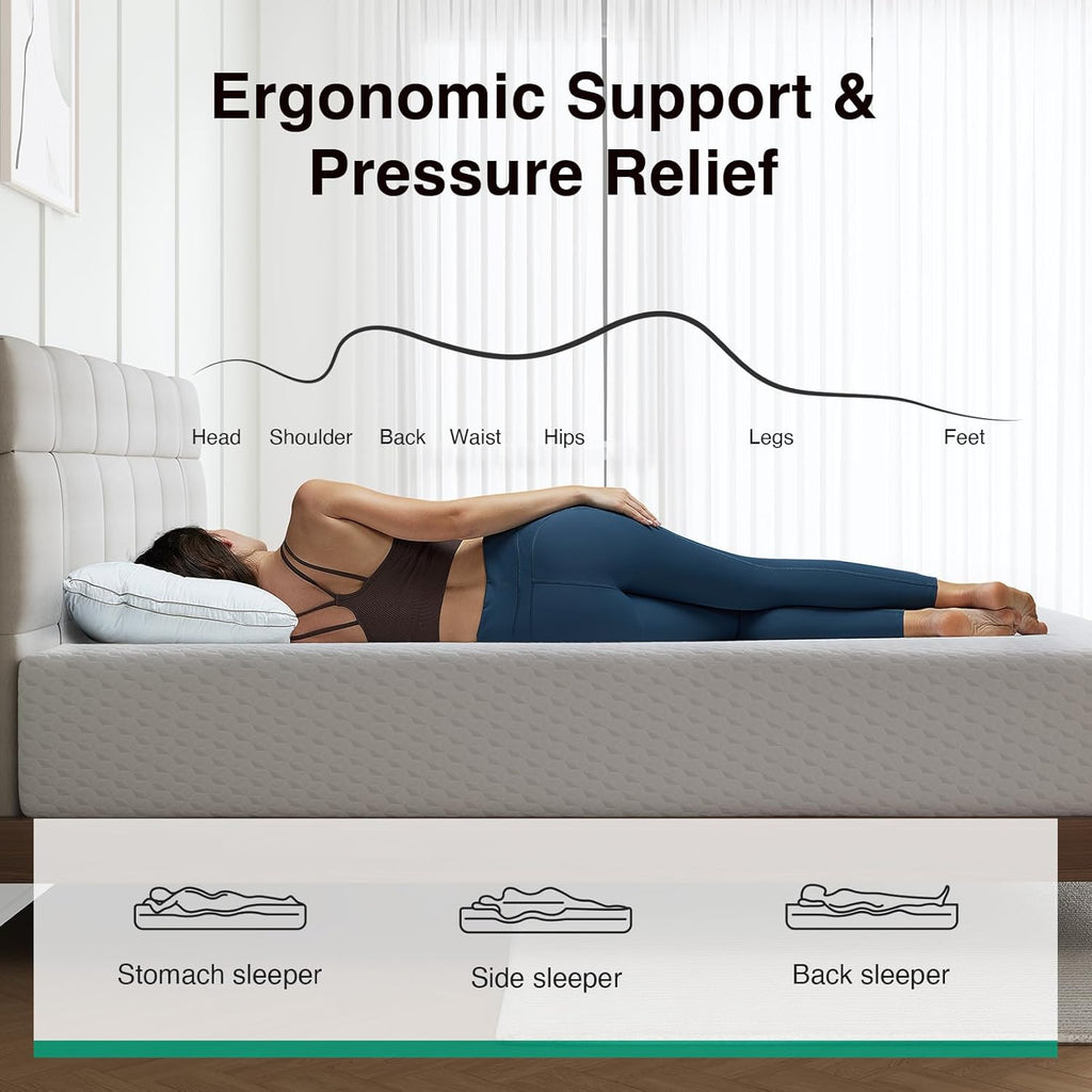 Novilla 10 Inch Full Mattress - Memory Foam with Breathable Comfort Layer & High-Density Support for Pressure Relief