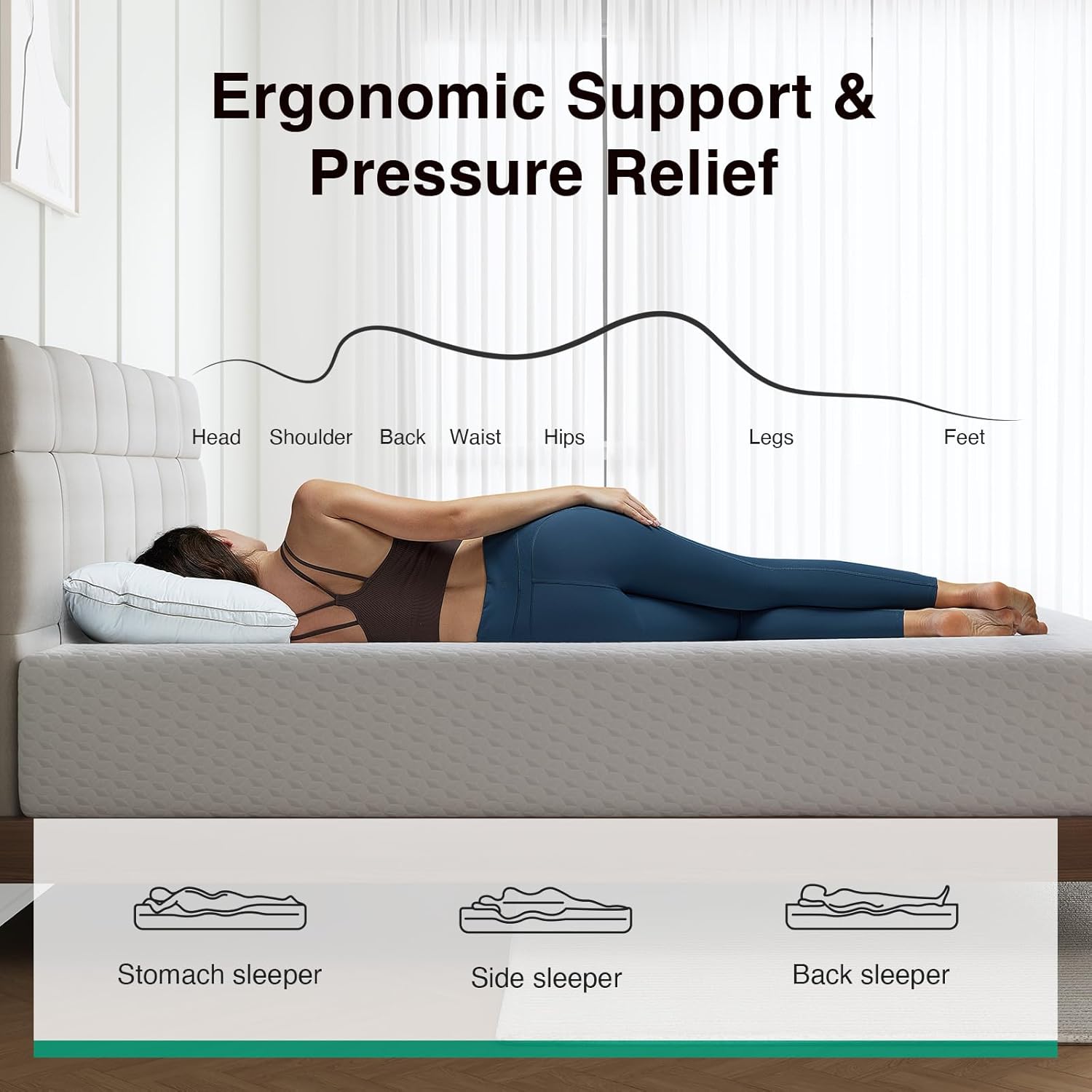 Novilla 10 Inch Queen Mattress - Memory Foam with Breathable Comfort Layer & High-Density Support for Pressure Relief