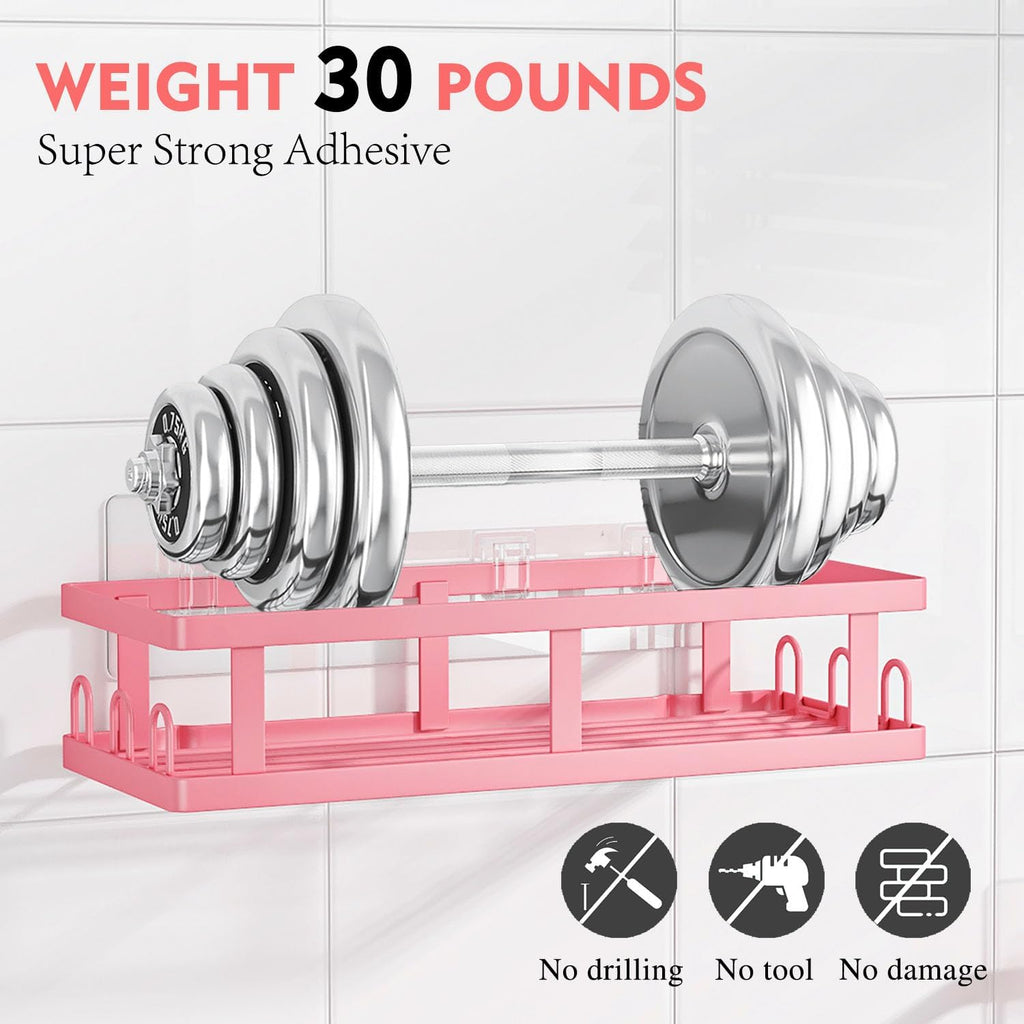 Youvip Shower Caddy - Adhesive No-Drill Shelves with Soap Holder | Large Capacity Pink Bathroom Decor