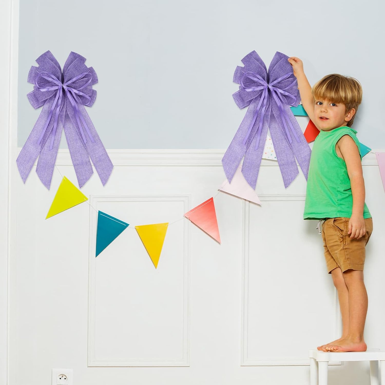 YKW Large Purple Burlap Bow - Elegant 20x11 Inch Wreath Decor for Weddings & Holidays | Indoor/Outdoor Use