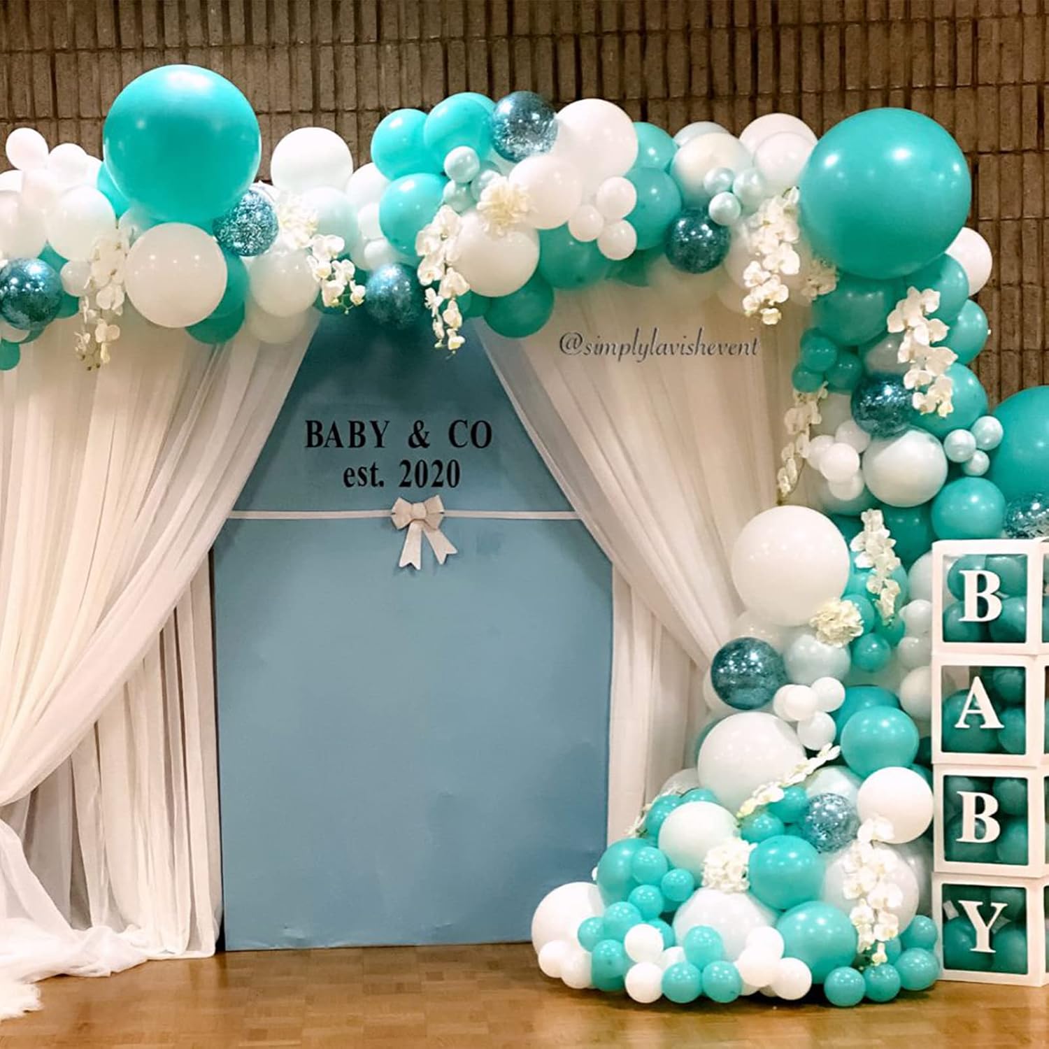 Voircoloria Teal Balloons - 130pcs in Various Sizes for Baby Showers, Weddings & Birthday Parties