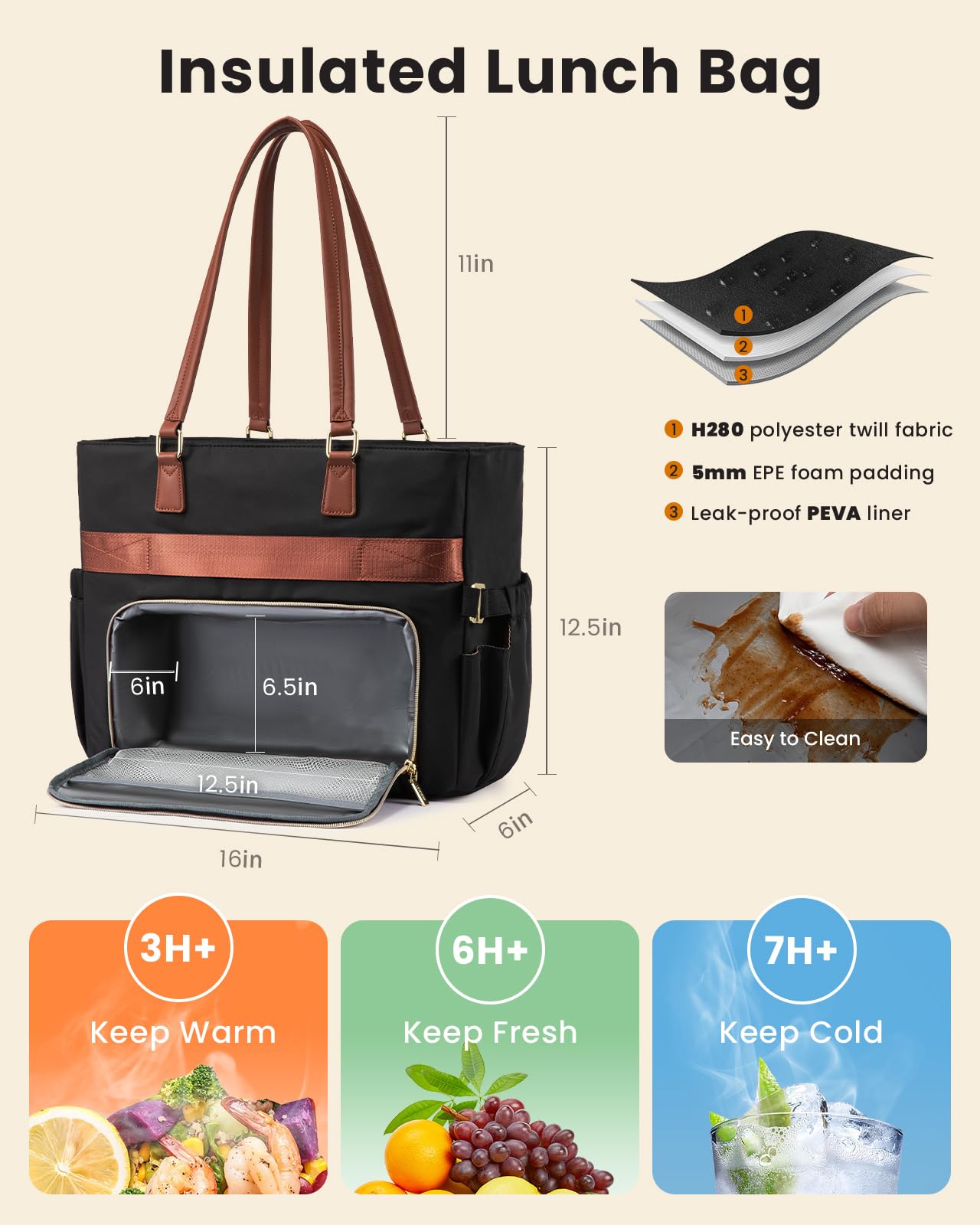 LOVEVOOK Laptop Lunch Tote Bag for Women, Work Bag with Insulated Lunch Compartment 17.3 Inch Laptop Bag with Cup Holder Large Lunch Bag for Teacher, Nurse, Office, Travel, College, Daily