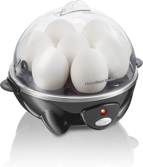 Hamilton Beach 3-in-1 Electric Egg Cooker - Hard Boiled, Poached, Omelet & Steamer, Holds 7, Black