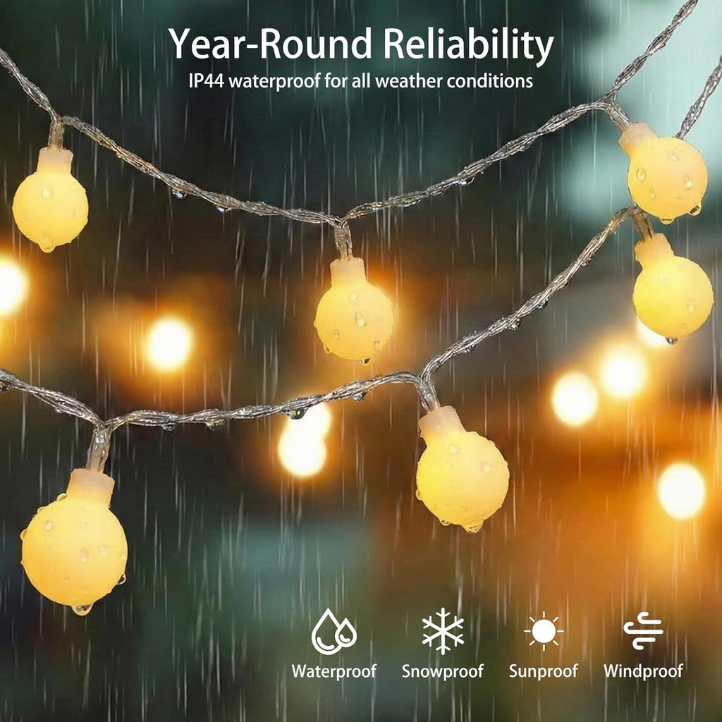 Skiennix 100 LED Shatterproof Globe String Lights - 33ft Warm White Fairy Lights with Remote Timer & 8 Modes | Waterproof Indoor/Outdoor Decor