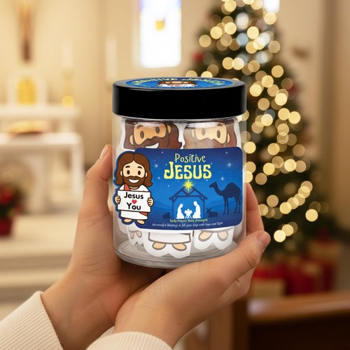 PANDOZONE Emotional Support Jesus Jar with 60 Double-Sided Cards, Bible Verse Jar for Kids, Inspirational & Reflection, Jesus Gifts for Women, Christian Gifts, Communion Gift For Teen Girls, Boys