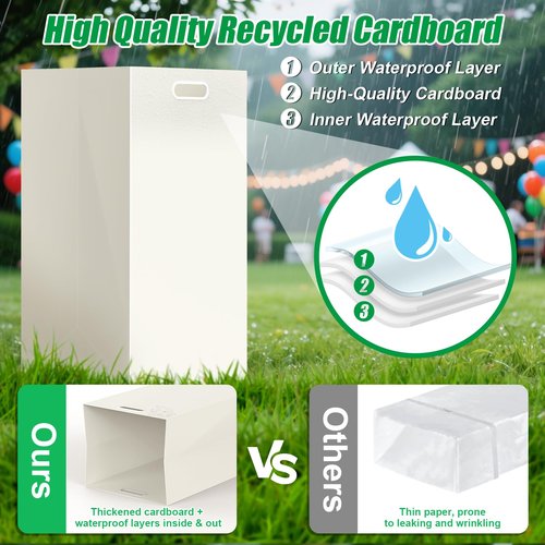 30 Gallon Disposable Trash Cans with Built-in Handles, 4 Pack Extra Large Portable Trash Can, Waterproof Layer Reusable Garbage Can, Recycling Bins, Extra-Thick Recycled Cardboard, Perfect for Parties