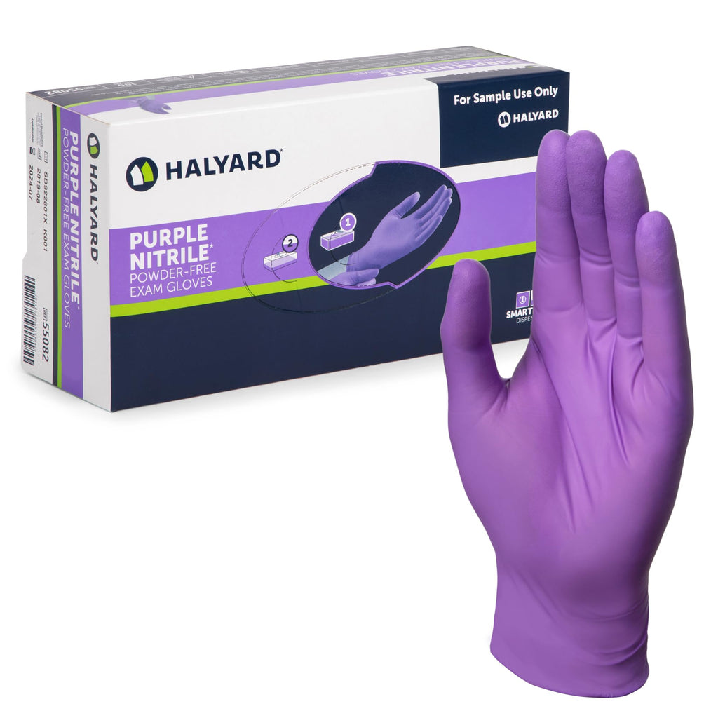 HALYARD PURPLE NITRILE Gloves Powder Free Disposable Medical Exam Gloves Dental Chemo Protection 5.9 mil 9.5 In XS Purple 55080 (Case of 1000)