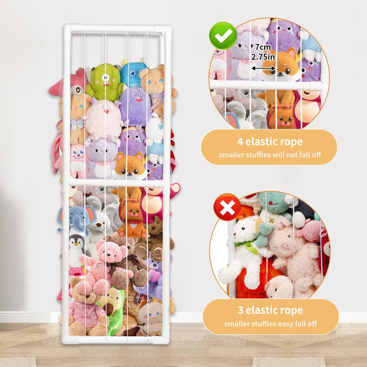 BomSaluka Stuffed Animal Storage, Kids Toy Zoo Storage Organizer with Elastic Band, Thicken PVC Tube Large Stuffed Animals Holder for Nursery Playroom Bedroom Room Furniture Plush Storage(White)