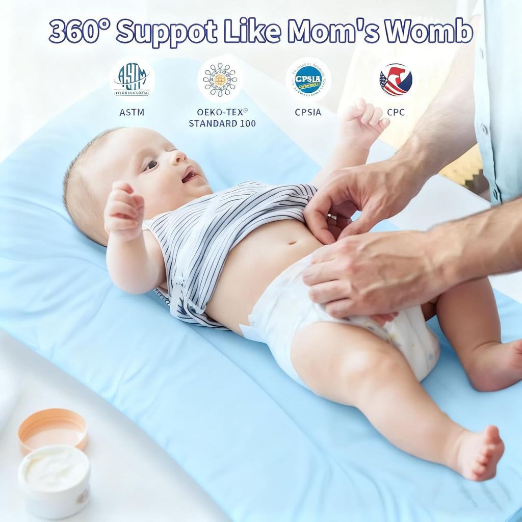 Skiennix 100% Cotton Baby Lounger - Washable Play Mat & Tummy Time Mat for 0-24 Months | Blue