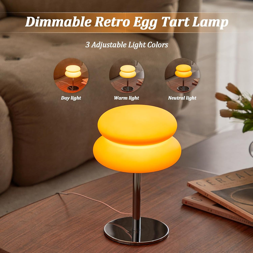 Skiennix Orange Mushroom Lamp - Dimmable Mid Century Modern Bedside Light | Cute Ambient Decor for Bedroom and Living Room