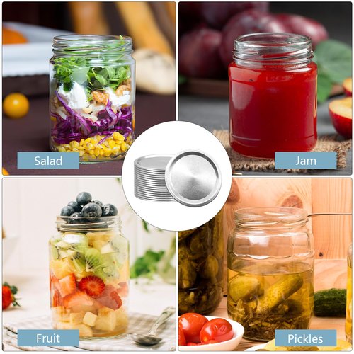 52Pcs Regular Mouth Canining Lid (70 MM/2.76 In), Split-Type Metal Canning Jar Lids for Ball Kerr Jar, Food Grade Material, 100% Fit & Airtight for Regular Mouth Mason Jar Lids