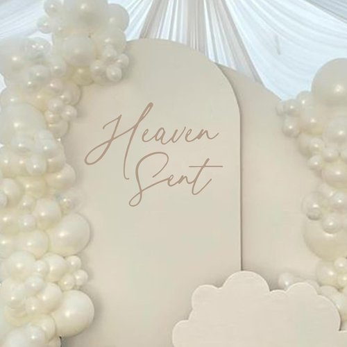 Heaven Sent | Baby Shower Decorations - Gender Reveal Balloon Arch Sign, Brown Theme Party Supplies