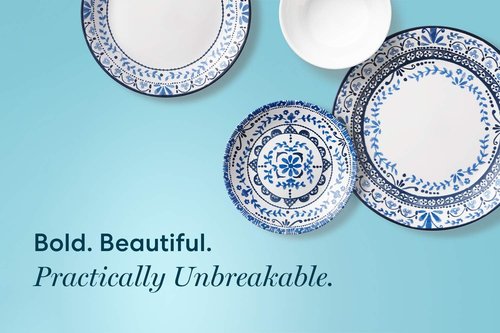 Corelle Vitrelle Salad Plates Set - Lightweight, Chip-Resistant 9-Inch Round Plates | Portofino & Caspian, 6-Piece