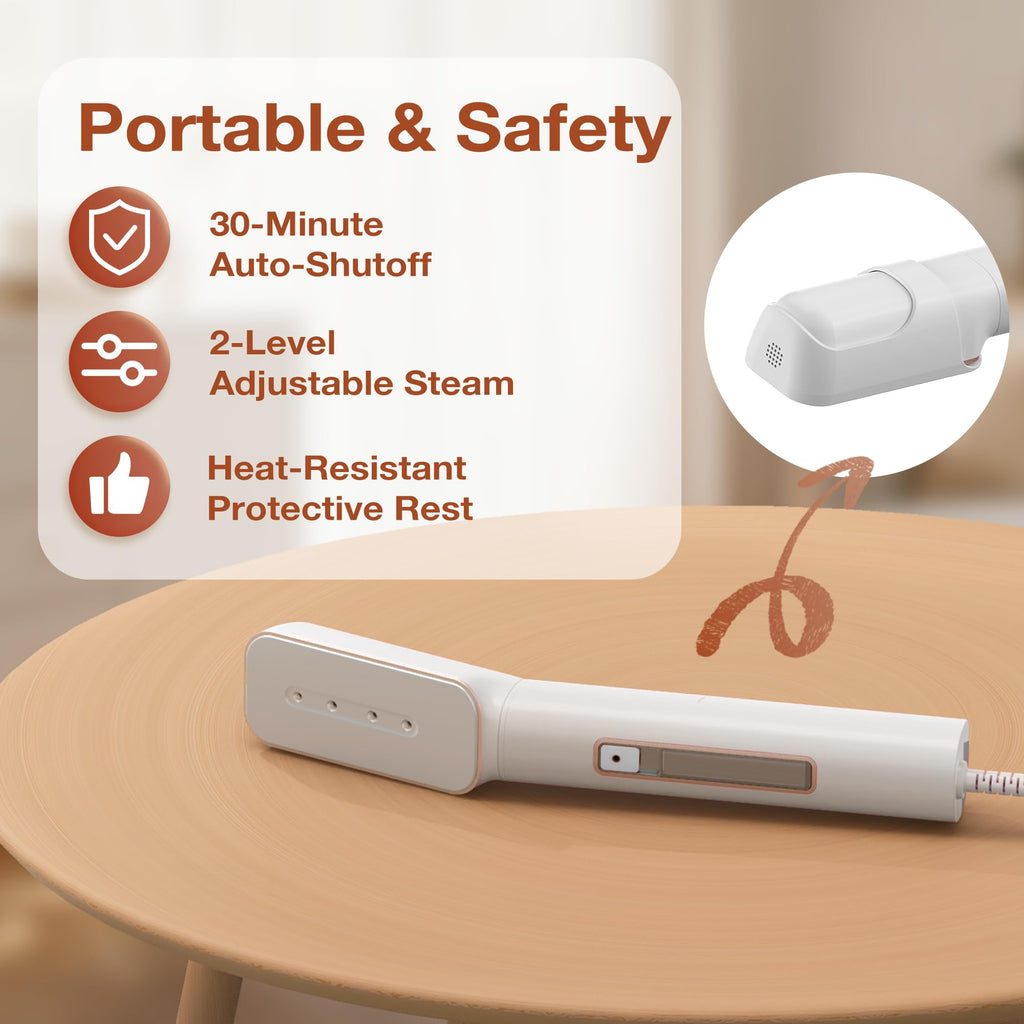 Newbealer 2in1 Travel Iron, 100-240V Clothes Steamer, 2 Steam Levels, Gold