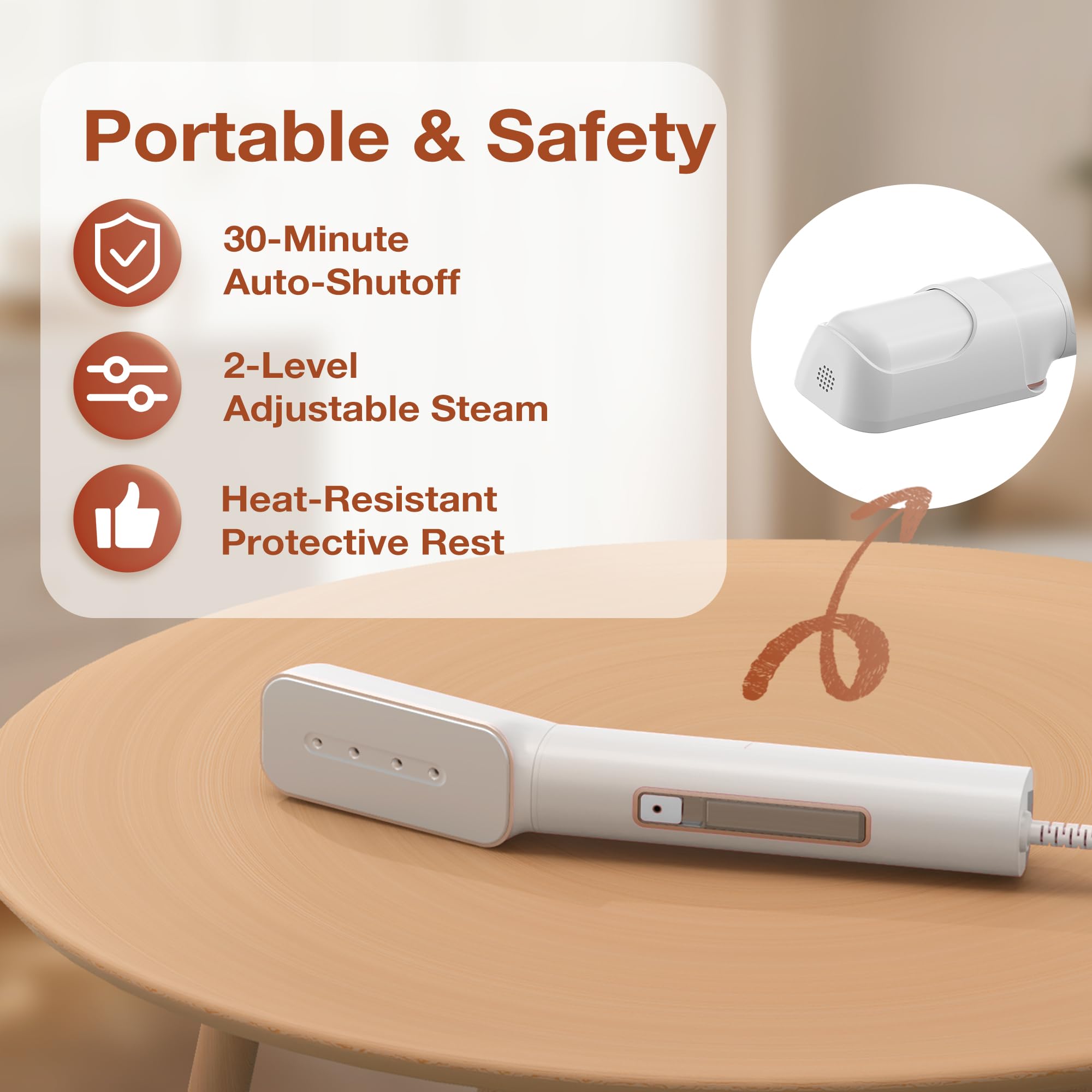 Newbealer 2in1 Travel Iron, 100-240V Clothes Steamer, 2 Steam Levels, Gold