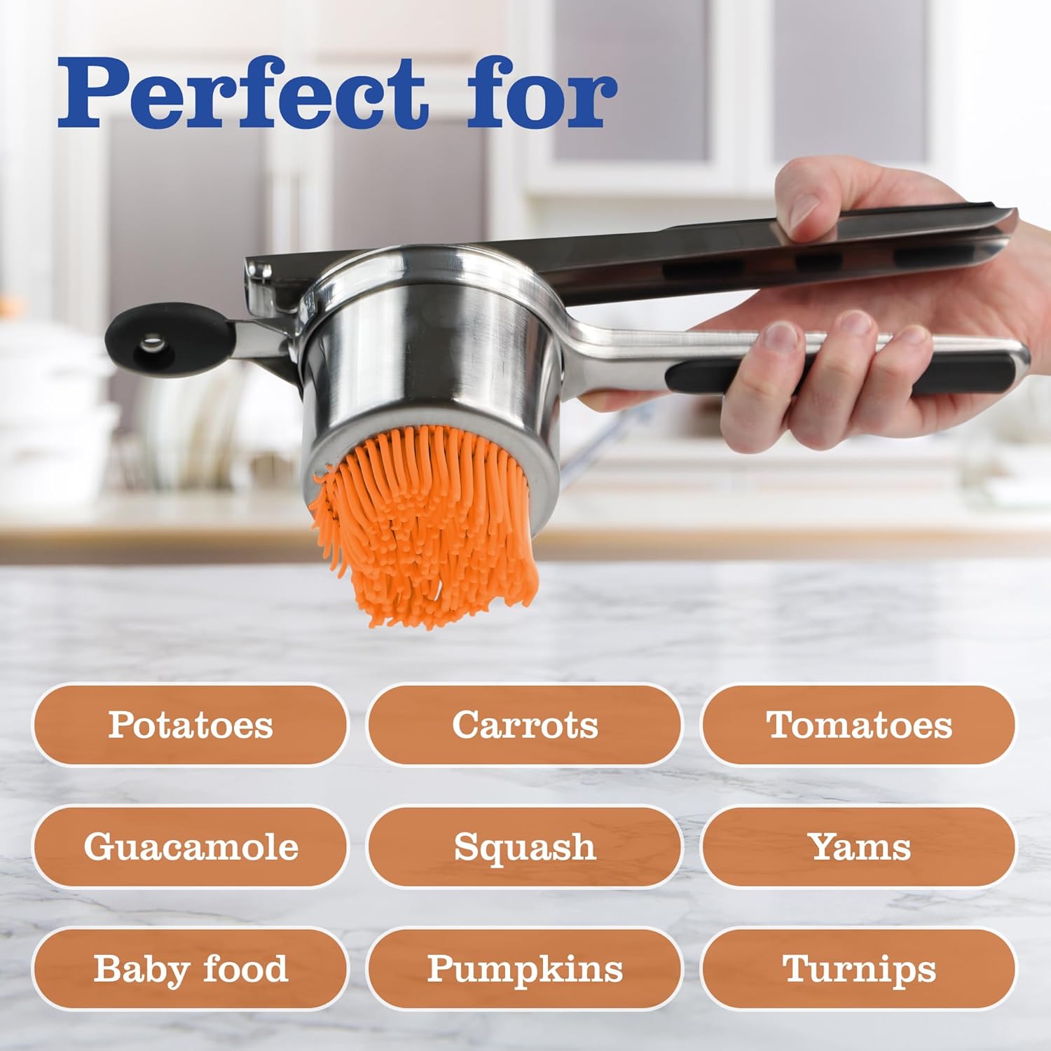 Mindful Design Potato Ricer - Heavy Duty 15oz Stainless Steel Kitchen Tool for Perfect Mashed Potatoes