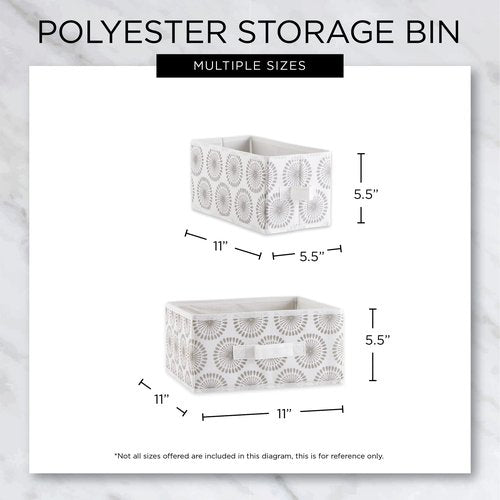 DII Non Woven Polyester Storage Bin, 11x11x5.5-inch, Starburst Gray, 2 Piece