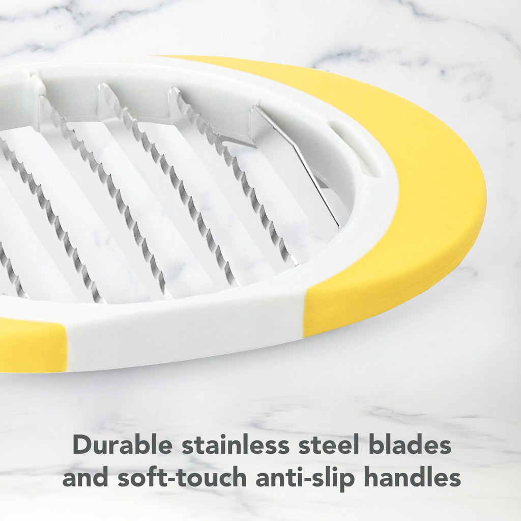 Tovolo Citrus Slicer and Wedger Tool for Lemons Limes Oranges,Dual Blade Premium Cutter Creates 8 Wedges 6 Slices, Anti-Slip Base, Stainless Steel, BPA-Free Dishwasher Safe