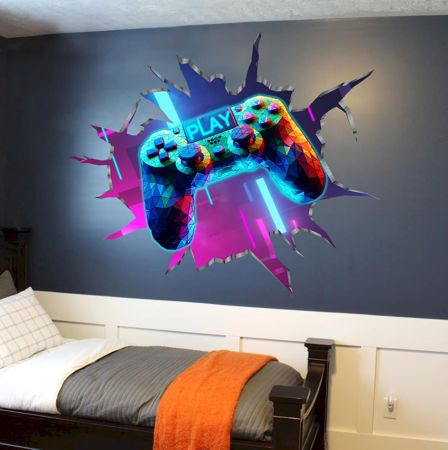 YIMEHDAN 3D Game Wall Decals - Removable Vinyl Stickers for Gaming Lovers | 35.8”x32.4” Playroom Decor