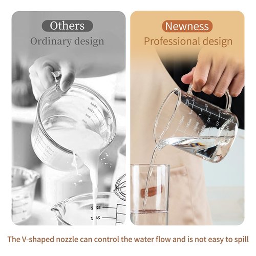 FrutPunch Glass Measuring Cup, Two-Pack (8OZ, 12OZ) with V-Shaped Mouth, Liquid Measuring Cups, Coffee Glass Measuring Cup with Handle, Suitable for Kitchen and Restaurant.